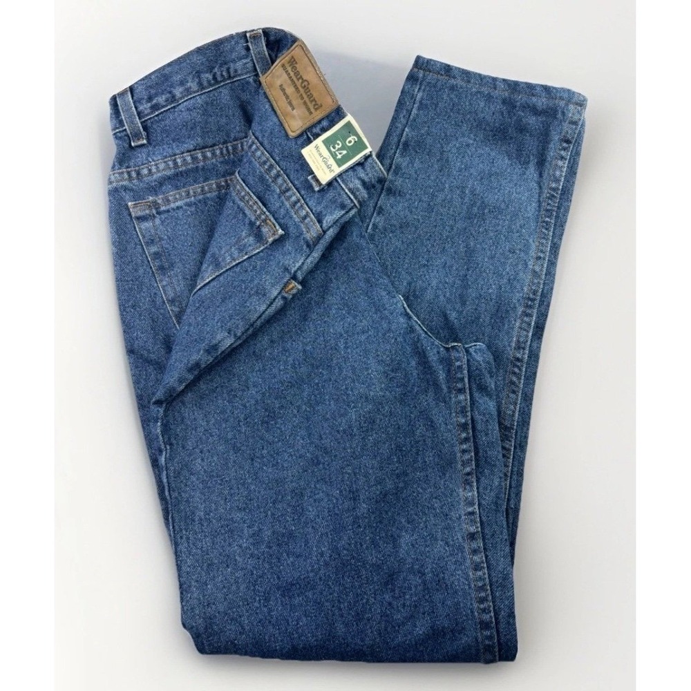 WearGuard Straight Leg Jeans Womens 6L Blue NWT Vintage High Rise Made in USA